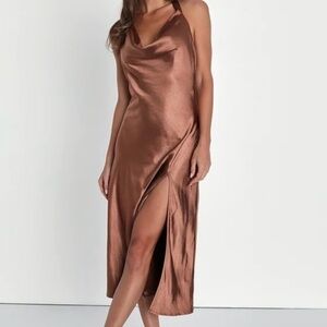 Lulus Copper Brown Midi Dress